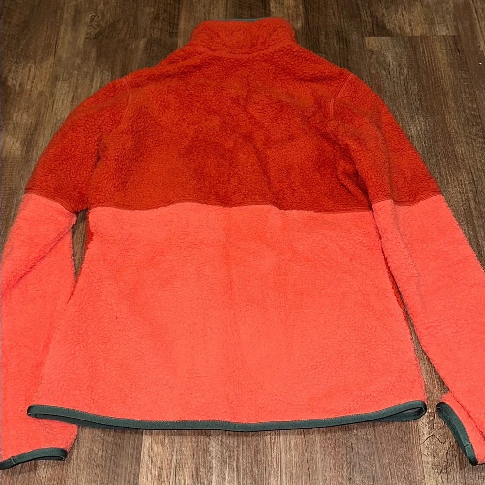 Marmot Women's Pullover Sherpa Fleece 1/4 Button Up size M‎ Rust/Orange/Green